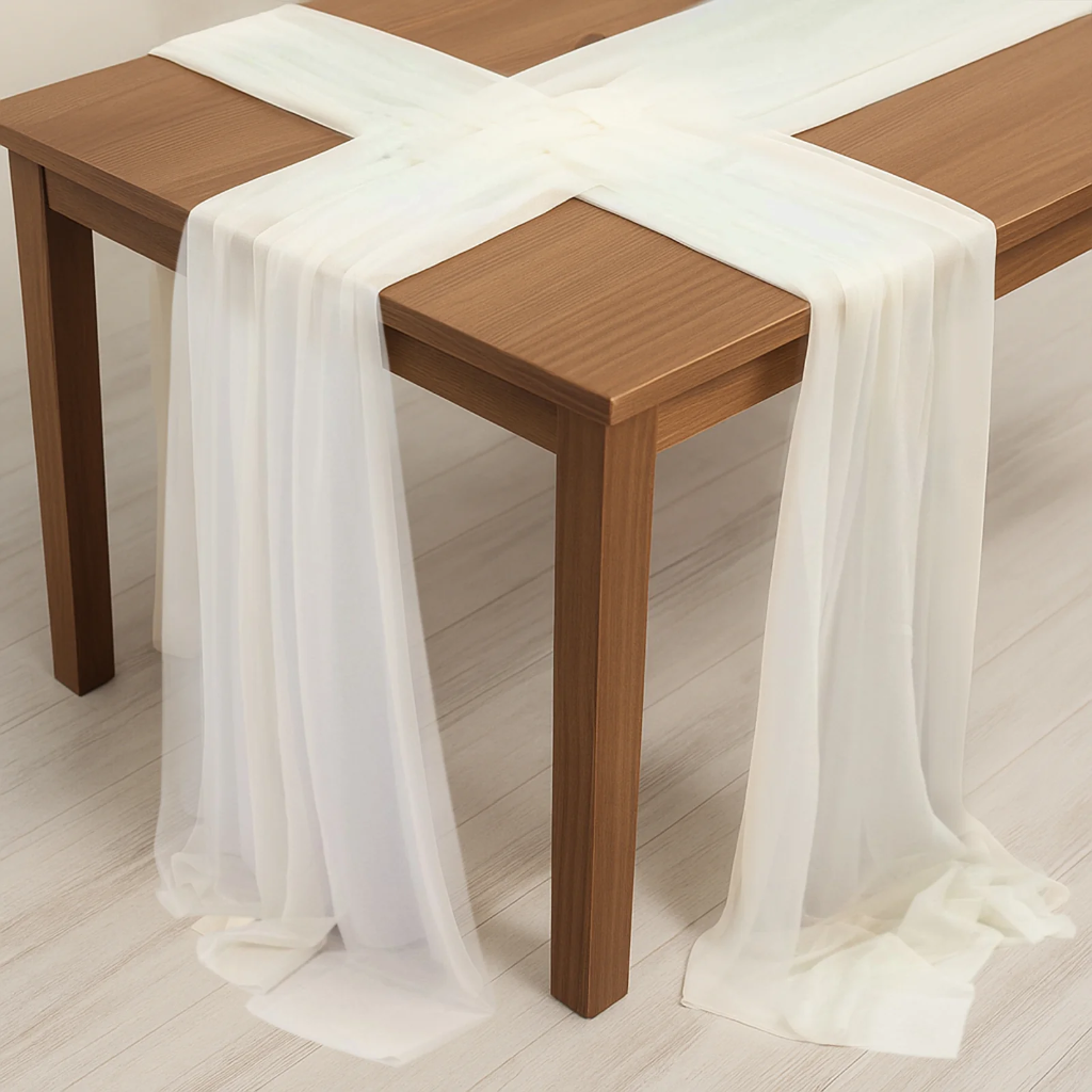 Chiffon Runner - Ivory (Table Runner (8" x 108"))
