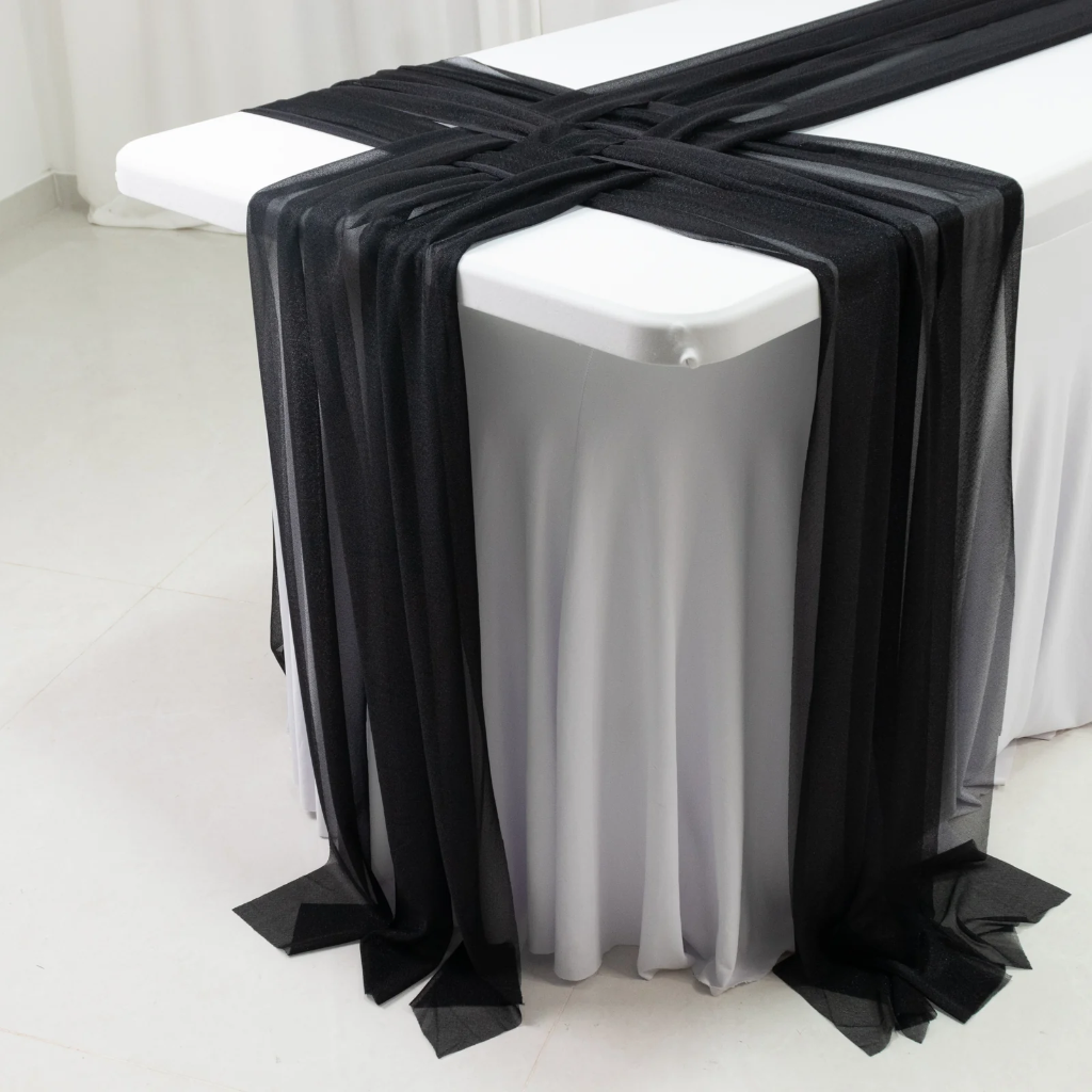 Chiffon Runner - Black (Table Runner (8" x 108"))