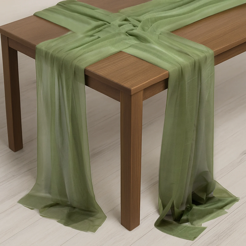 Chiffon Runner - Dusty Green (Table Runner (8" x 108"))