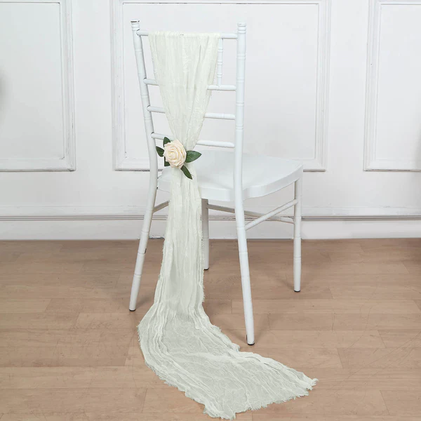 Gauze Cheesecloth Chair Sashes - White