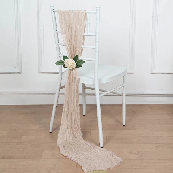 Gauze Cheesecloth Chair Sashes - Beige