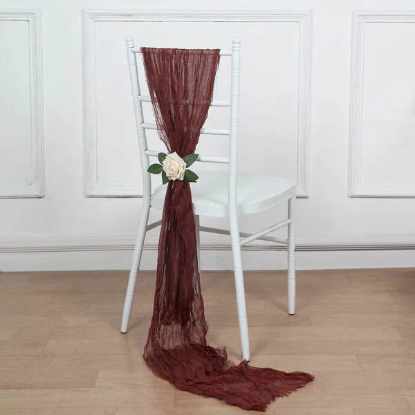 Gauze Cheesecloth Chair Sashes - Burgundy