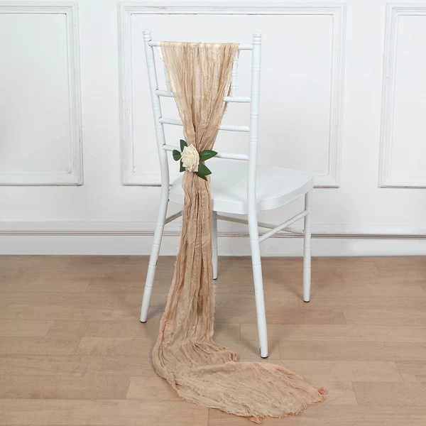 Gauze Cheesecloth Chair Sashes - Champagne