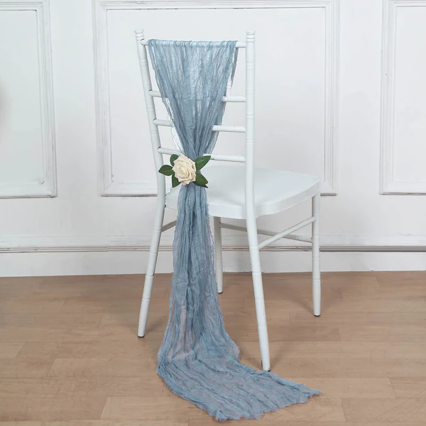 Gauze Cheesecloth Chair Sashes - Dusty Blue