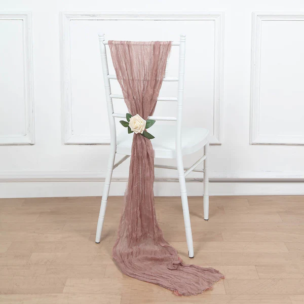 Gauze Cheesecloth Chair Sashes - Dusty Rose