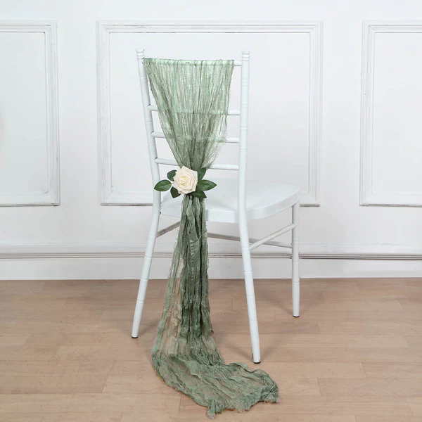 Gauze Cheesecloth Chair Sashes - Dusty Sage Green