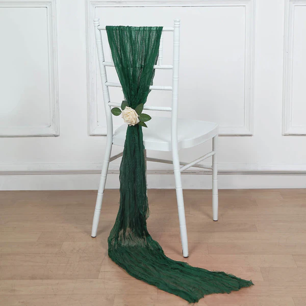 Gauze Cheesecloth Chair Sashes - Emerald & Hunter Green