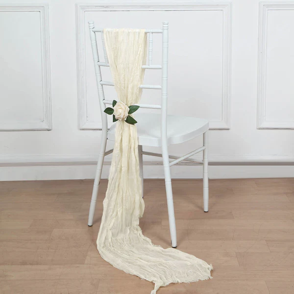 Gauze Cheesecloth Chair Sashes - Ivory