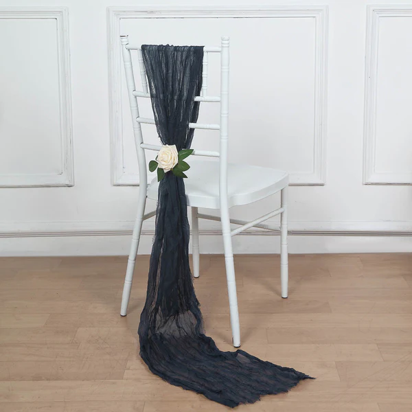 Gauze Cheesecloth Chair Sashes - Navy Blue