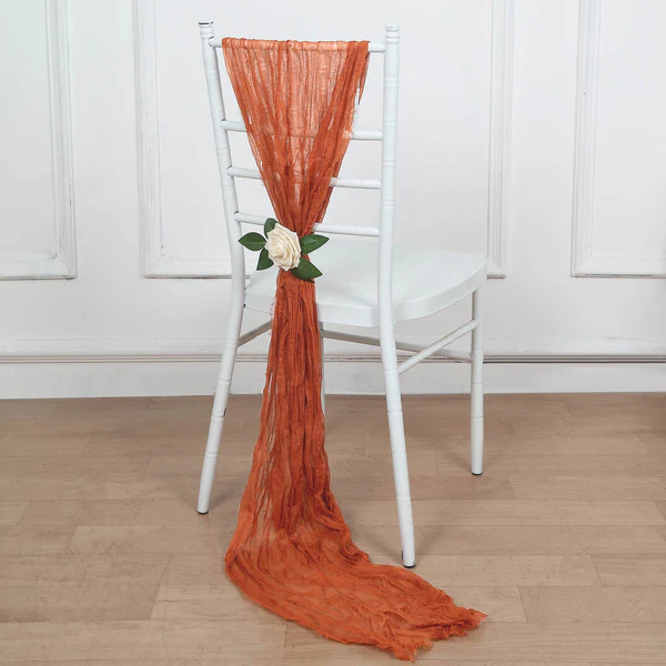 Gauze Cheesecloth Chair Sashes - Terracotta (Rust)