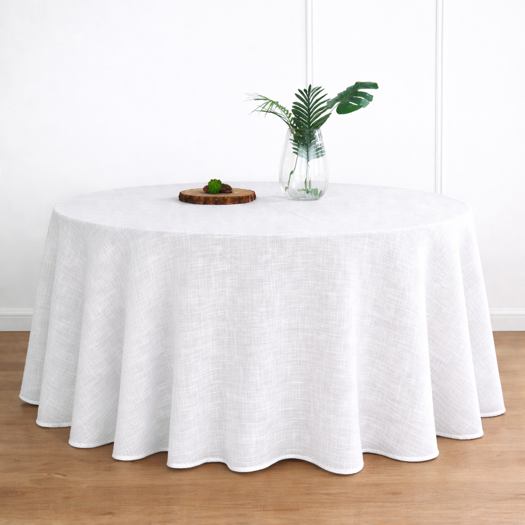 Textured Jute (Faux Burlap) - White (120" Round)