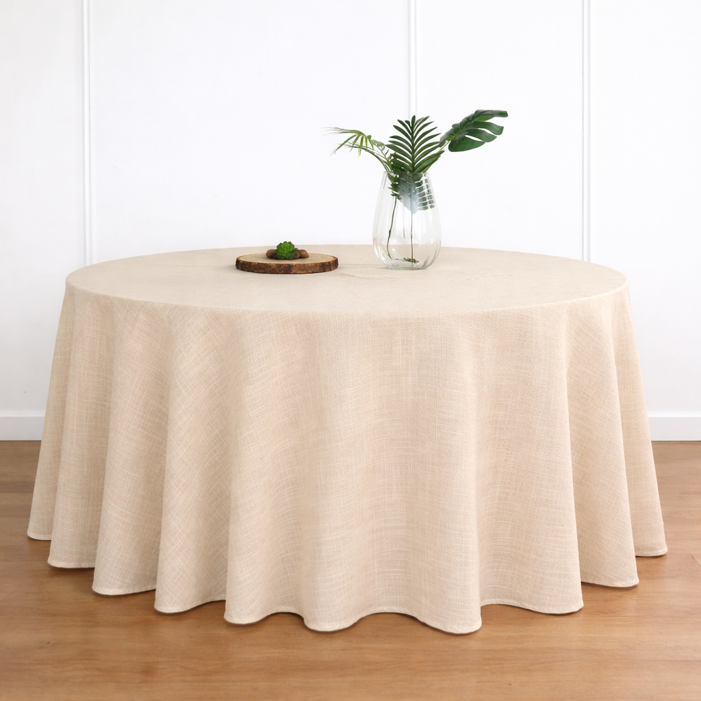 Textured Jute (Faux Burlap) - Beige (120" Round)