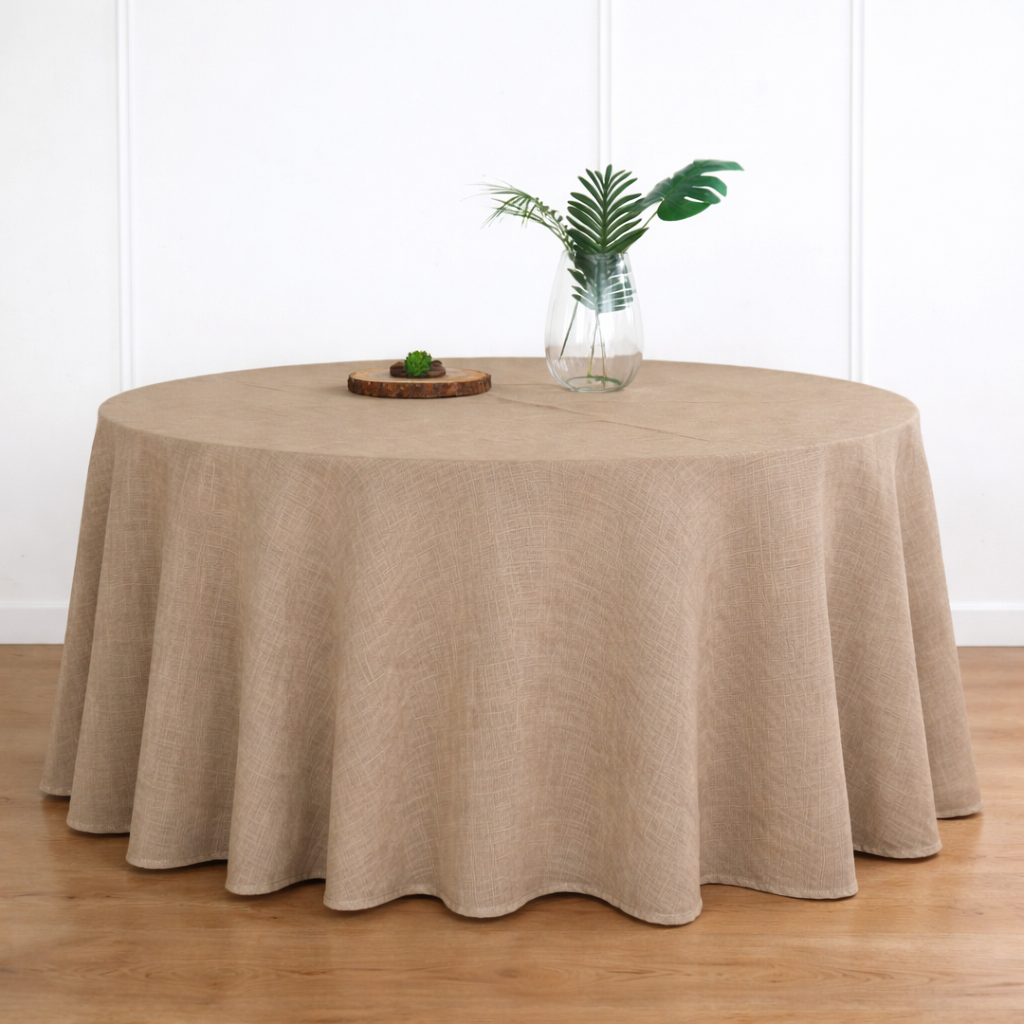 Textured Jute (Faux Burlap) - Taupe (120" Round)