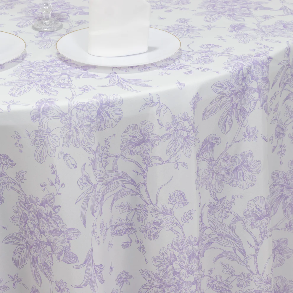 French Floral - Lavendar & White (120" Round)